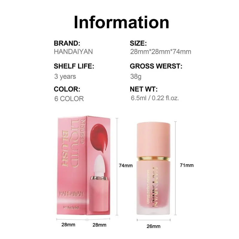 Picture of HANDAIYAN Mousse Liquid Blush with Fine Glitter- #5 Mystery(5)