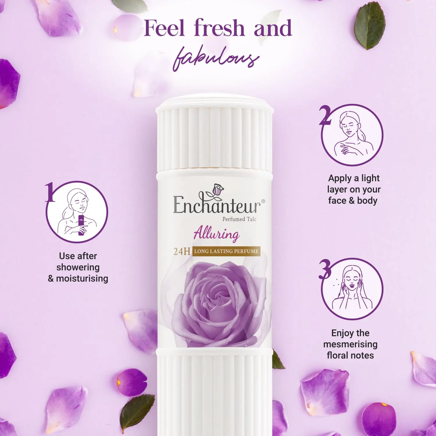 Picture of Enchanteur Perfumed Alluring Long Lasting Fragrance Telcum Powder- 250g(Alluring)