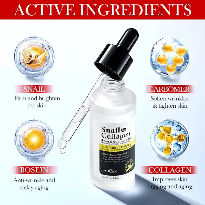 Picture of SADOER Snail Collagen Bosein Centella Asiatica Hyaluronic Acid Niacinamide Anti Wrinkle Serum- 50ml(Snail Collagen)