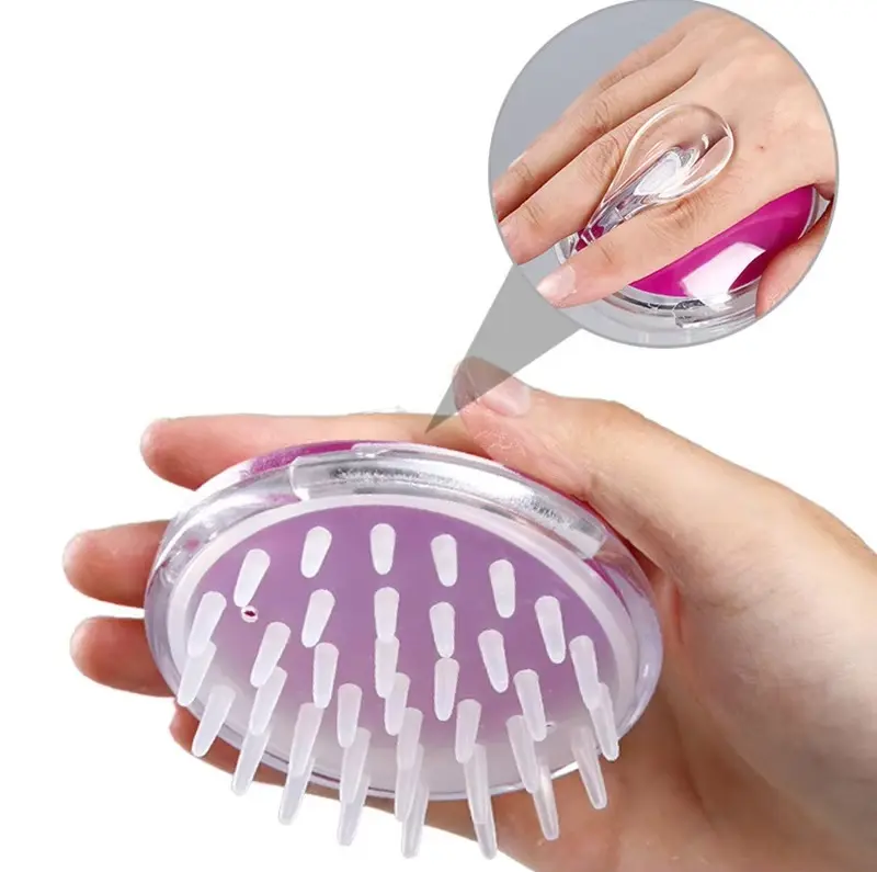 Picture of Soft plastic handle silicone head hair scalp massager cleaning hair brush(Multicolor)