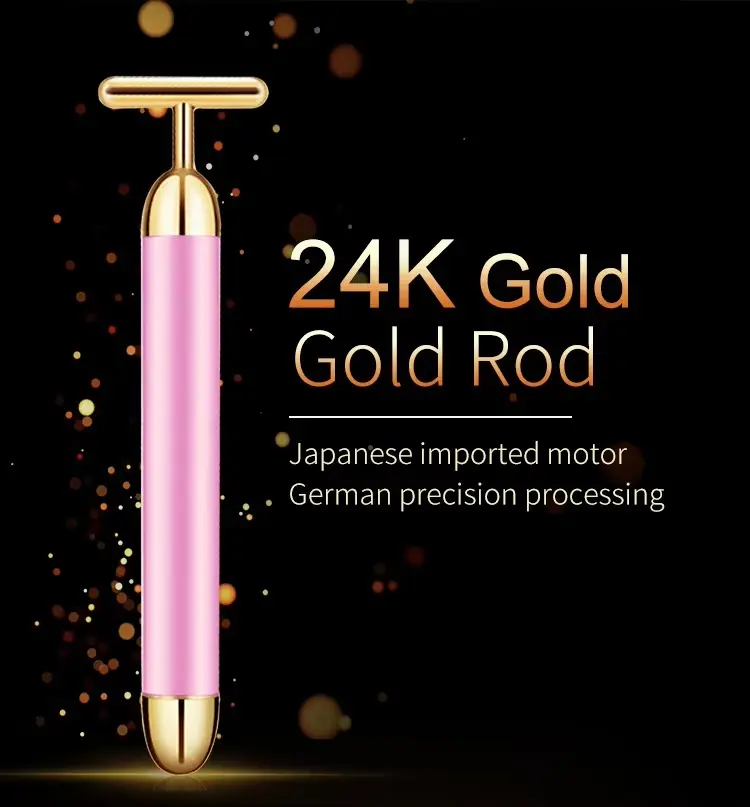 Picture of T-Shape 24k Energy Beauty Bar Vibrating Facial Roller Massager Face-lift Device Skin Tightening Anti-wrinkle Massage Roller(Multicolor)