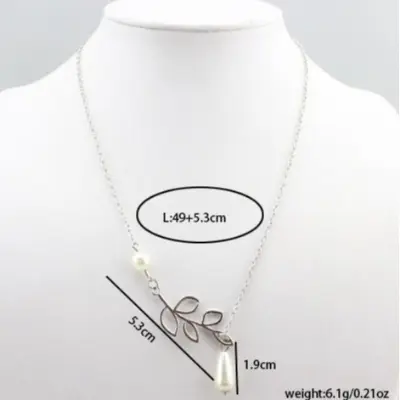 Picture of Simple Cute leaves Pearl leaves short Silver Necklace(Silver)