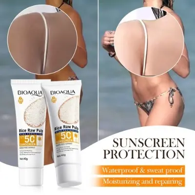 Picture of BIAQUA Rice Raw Pulp SPF 50+ PA+++ UVA UVB High Protection Sunscreen- 40g(Rice)