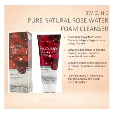 Picture of 3W Clinic Rose Water Cleansing Foam- 100ml(Rose Water)