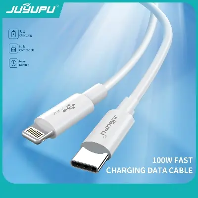 Picture of PD Cable -JUYUPU Type C to Apple 30W orginal PD Cable  Type C To Apple Cable Type C To lightning Fast Charging Cable Support 6A White 1.2M(TYPE-C to Apple)