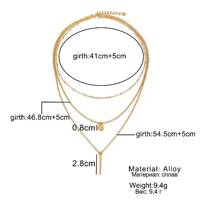 Picture of European Simple Sequins Bar Coin Multi layer Chain Tassel Tiny Clavicle Necklaces For Women Jewelry Gift