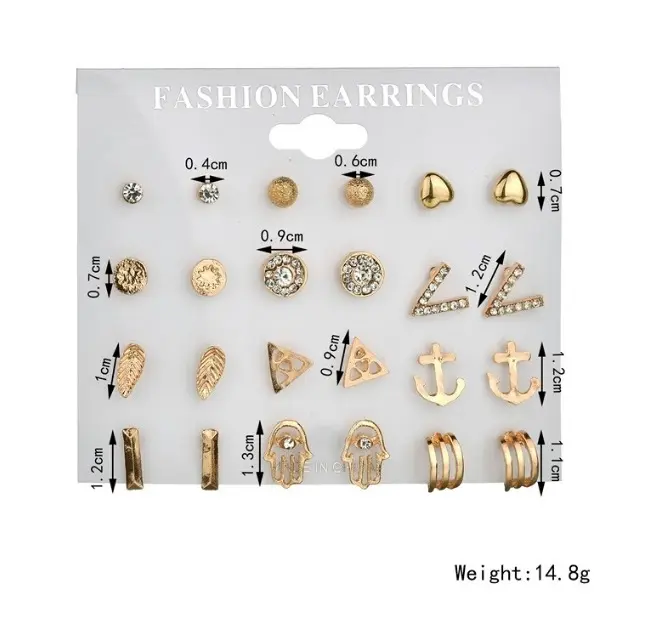 Picture of 12 Pairs of Earring set Crystal Grinding Ball Set Combination For Women's Fashion