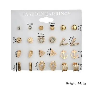 Picture of 12 Pairs of Earring set Crystal Grinding Ball Set Combination For Women's Fashion