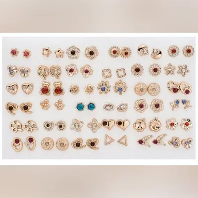 Picture of 36 Pairs/72 Pieces in one Set Fashion Bow Snowflake Cat Stud Earrings Set Handmade Cartoon Earrings For Women Girls Children Jewelry Gift - Kaner Dul