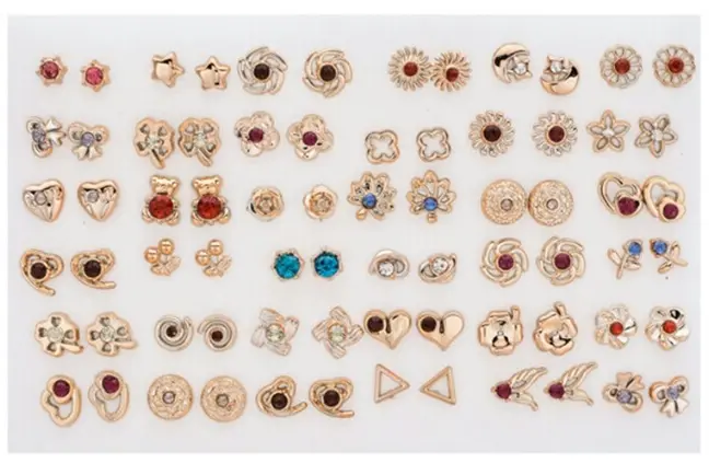 Picture of 36 Pairs/72 Pieces in one Set Fashion Bow Snowflake Cat Stud Earrings Set Handmade Cartoon Earrings For Women Girls Children Jewelry Gift - Kaner Dul