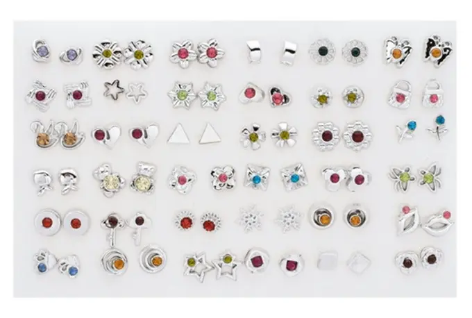 Picture of 36 Pairs/72 Pieces in one Set Fashion Bow Snowflake Cat Stud Earrings Set Handmade Cartoon Earrings For Women Girls Children Jewelry Gift - Kaner Dul - Kaner Dul