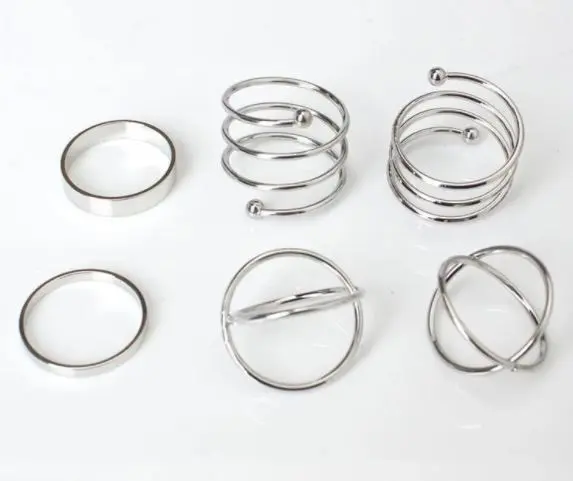 Picture of 6 Pcs/Set Finger Ring Set Punk Knuckle Rings For Women'S Fashion - Finger Ring - Ring For Girls - Ring S