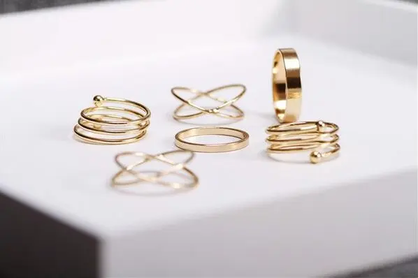 Picture of 6 Pcs/Set Finger Ring Set Punk Knuckle Rings For Women'S Fashion - Finger Ring - Ring For Girls - Ring S