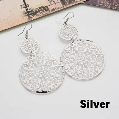 Picture of Thin Cutout Disc Scrub Drop Earrings Jewelry For Women'S Fashion - Ear Ring - Ear Ring