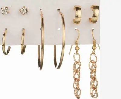 Picture of 5 pairs/set hoop fine hanging chain jewelry sets earring for women's fashion - Kaner Dul - Kaner Dul