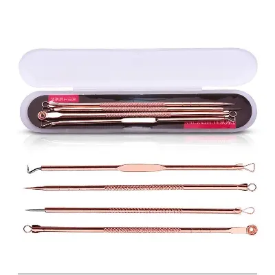 Picture of 4 pcs/set Carbon steel rose gold acne needle four-piece acne needle blackhead tool