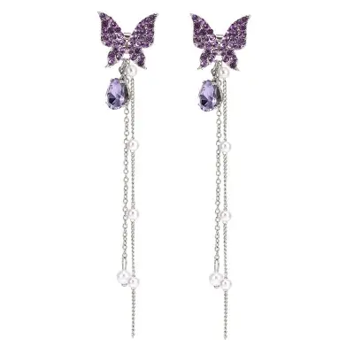 Picture of Butterfly long pearl flow trendy Earring Set