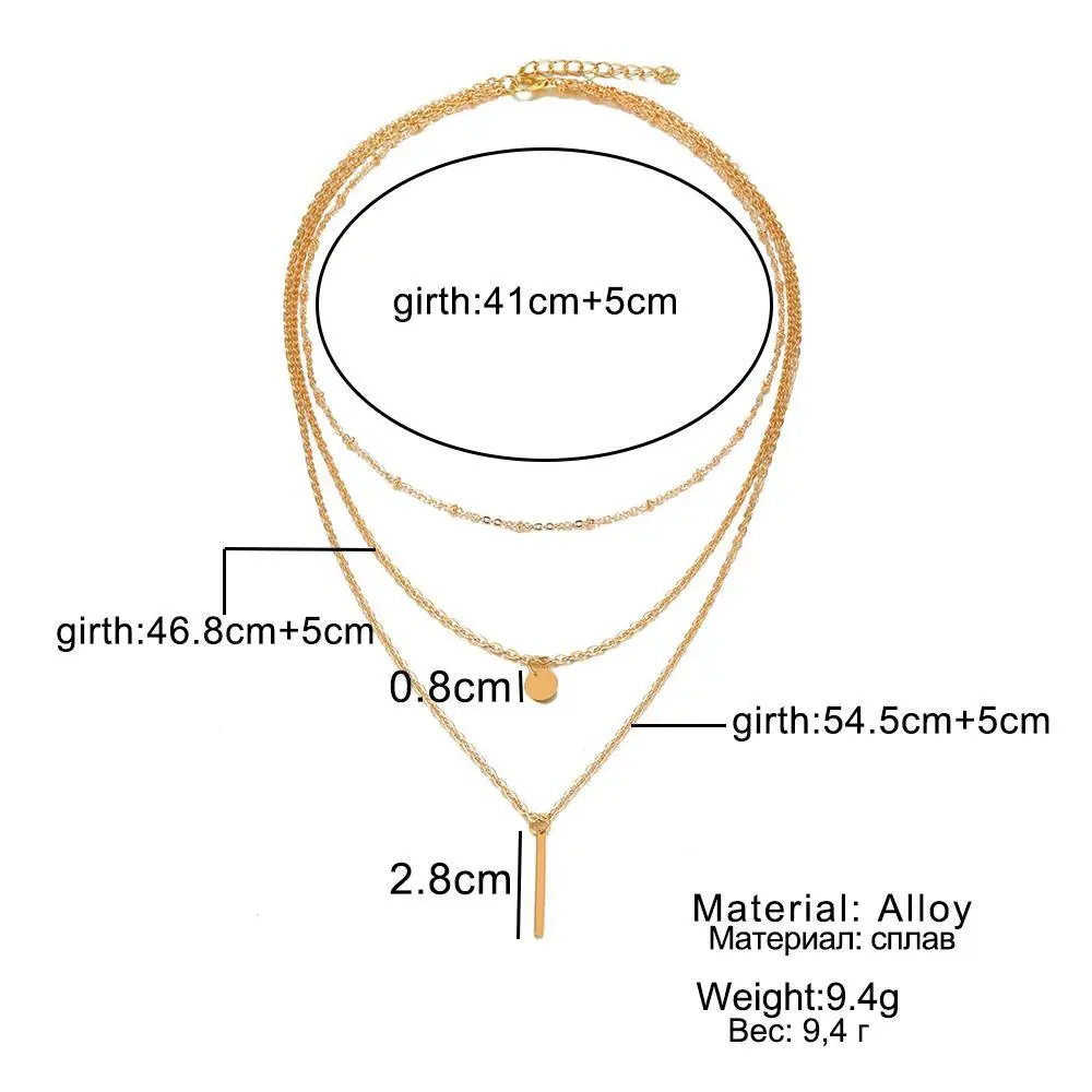 Picture of New European Simple Sequins Bar Multilayer Chain Tassel Tiny Clavicle Necklaces For Women