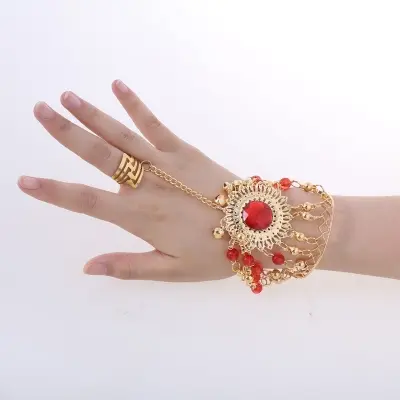 Picture of Ethnic Trendy Shiny bracelate with Finger Ring Set