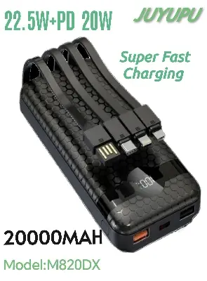 Picture of JUYUPU_M820DX  22.5W+PD digital display Super Fast Charging 20000mAh  Power Bank Compact Portable Fast Charging External Battery Charger 20000mAh Powerbank  100% Authentic_Orginal_powerbank_fastcharging