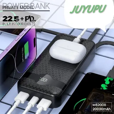 Picture of Power Bank JUYUPU_M819DX  22.5W+PD Digital display Super Fast Charging 10000mAh  Power Bank Compact Portable Fast Charging External Battery Charger 10000 mAh Powerbank  100% Authentic_Orginal_powerbank_fastcharging