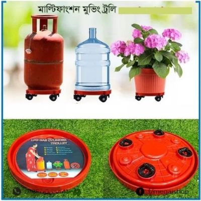 Picture of LPG Cylinder or Water jar or Flower Tub Trolly/ Caring and Easy Moving. - Red