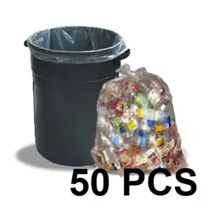 Picture of Transparent (24" X18") 50 PCS Trash Bag / Poly Bag / Garbage Bag / Moyla Felar Bag / Polibag - Clear