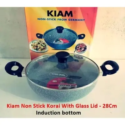 Picture of Kiam Marble Coated Karai With Glass Lid 28cm - Multicolor