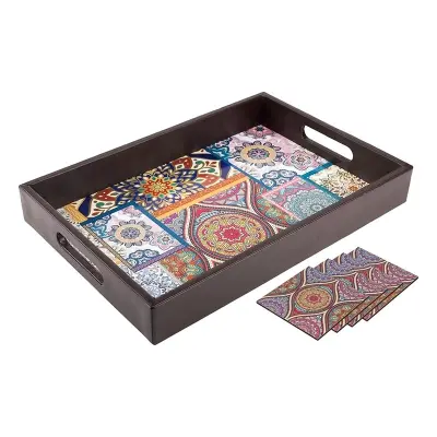 Picture of Creative Print Solution Mandala Serving Tray for Dinner/Lunch Tray Size 15x10x2 inch - Multicolor