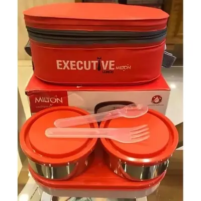 Picture of Milton Executive Lunch Box Soft Insulated Tiffin Box (2 SS Container,1 Microwave Safe Container) - Multicolor