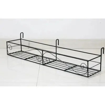 Picture of Metal Grill Rack Hanging Planter Pot - Black