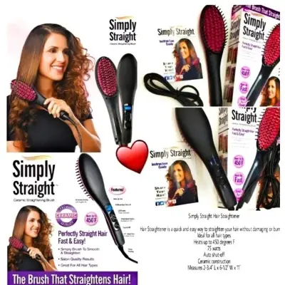 Picture of Simply Straight Ceramic Brush Hair Straightener - Black and Pink