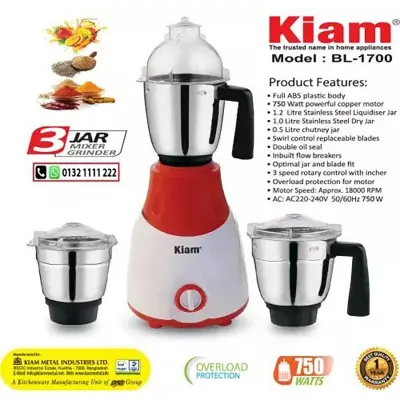 Picture of Kiam Mixer Grinder 750-W BL-1700 - Multicolor