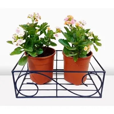 Picture of 1PC 10 Inch Square Planter Stand Flower Pot Stand For Balcony Living Room Outdoor Indoor Grill Rack - Black