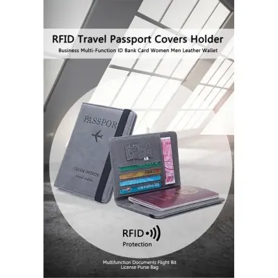 Picture of 1 pcs Lavish indulgent - Multi-Function Leather Passport Cover Credit Cards Holder Travel Cover Case - Sensible - Must Have - Black
