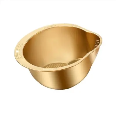 Picture of Rice Washer Strainer Bowl Stainless Steel Rice Washing Bowl A - Multicolor