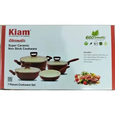 Picture of Kiam 7 Piece Ceramic Granite Non Stick Cookware Set (Induction Bottom) 100% authentic Products - Multicolor