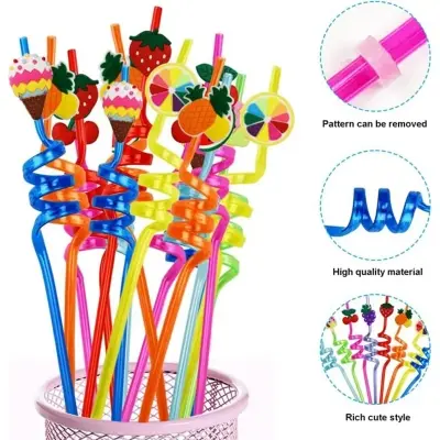Picture of 4pc Hot style drinking straws plastic food grade straws - Multicolor