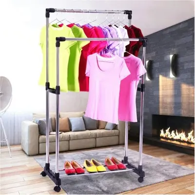 Picture of Folding Double Clothes And Shoe Rack Portable Alna - cloth hanger - Black