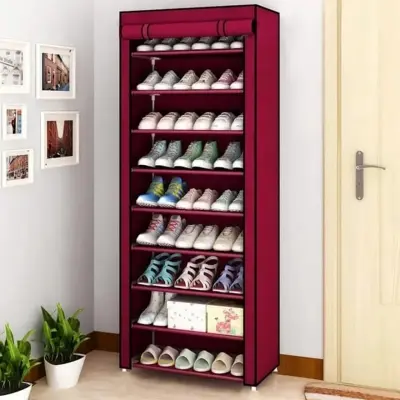 Picture of Steel Portable Multi Utility Shoe Rack - 9 Shelf - Multicolor