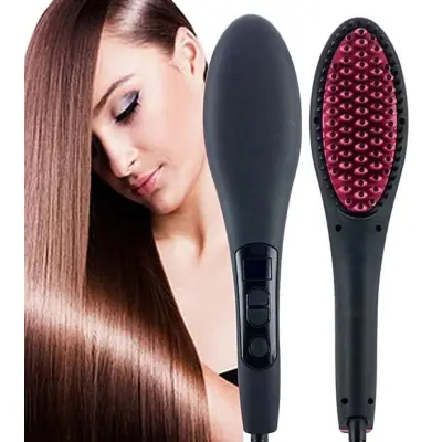 Picture of Simply Straight Ceramic Brush Hair Straightener - Black and Pink
