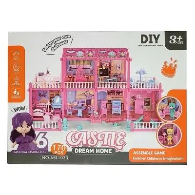 Picture of DIY dream villa furniture set with 6 girls dollhouse - Multicolor