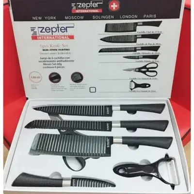 Picture of 6 Pcs Knife Set Non-Stick Coating Stainless Steel - Black