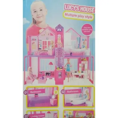 Picture of Kids learning Barbie Lucy's house multiple play style doll house - Pink
