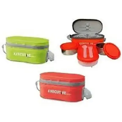 Picture of Milton Executive Lunch Box Soft Insulated Tiffin Box (2 SS Container,1 Microwave Safe Container) - Multicolor