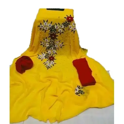 Picture of Indian Unstitched  Georgette embordary Work Salwar Kameez For Women {3 Piece}-Int: One size