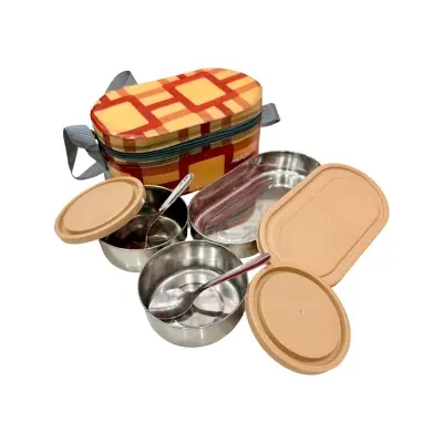 Picture of Corporate Lunch Stainless Steel Office Lunch Box Containers Set of 3, - Multicolor
