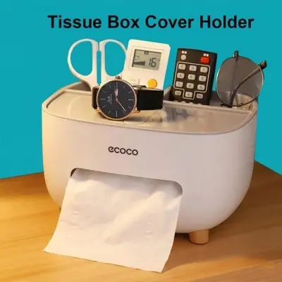 Picture of Ecoco Modern Multi-Function Desktop Tissue Box & Organizer with Storage Tray - 100pcs x 2ply