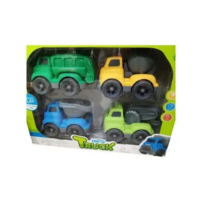 Picture of Kids Toy Friction Car Set 4 pcs Push Car for Baby Construction Truck Car Set Large Size Car - Multicolor
