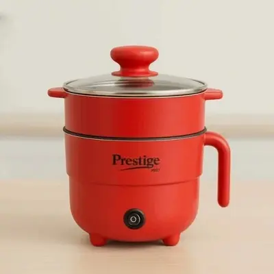 Picture of Prestige Mini Rice Cooker – 0.7L-0.9L Electric Rice Cooker with Automatic Warm Function & Steamer, Stainless Steel Pot, Portable Compact Size for Small Families, Easy to Store & Clean, Multi-Function Cooking Pot - Multicolor